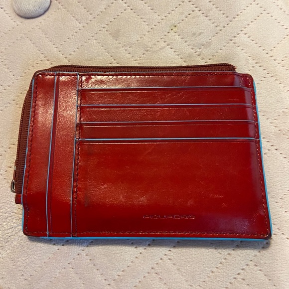 Piquadro red leather card/change/key wallet - Picture 7 of 8